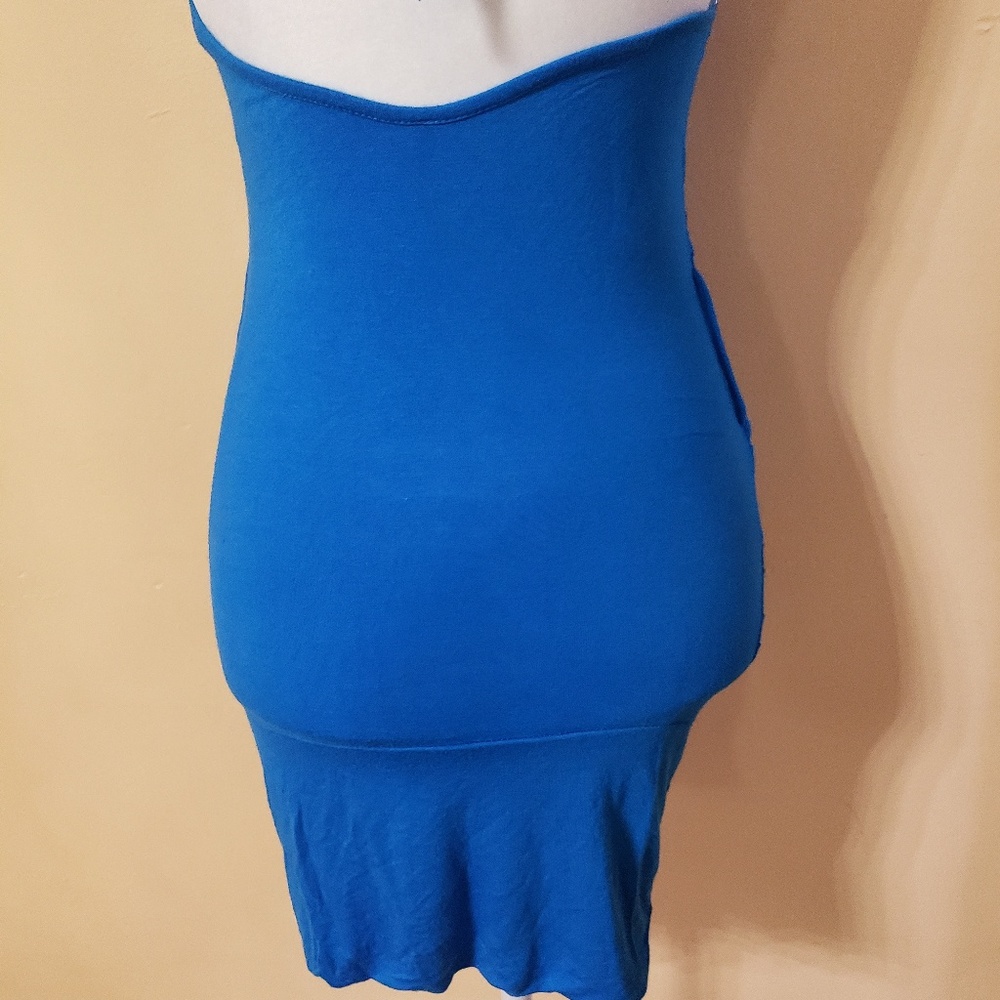 Blue Ruffled Halter Dress - Picture 4 of 7